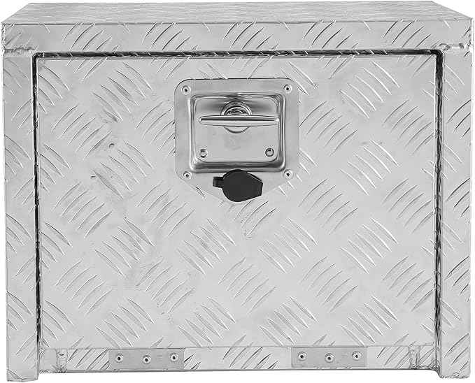 Garvee 18 Inch Heavy Duty Aluminum Tool Underbody Box, Waterproof Square Truck Storage Organizer Chest for Pick Up Truck Bed, Rv Trailer (18" X 12" X 14" - Sliver)