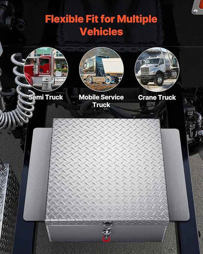 VEVOR Truck Bed Tool Box, Heavy Duty Aluminum Tool Box with Diamond Plate, Storage Toolbox Chest Organizer Supports up to 220 lbs, Ideal for Pickup, Truck Bed, RV, Trailer, 30.3 x 24 x 9 in, Silver