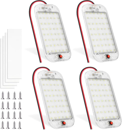 Dome Light for RV Interior, 48LED 800LM Ultra Bright 12 Volt LED White Lights, RV Ceiling Light with Switch Control, Ideal for Car Van Truck Camper Lorry Motorhome Boat(4 Pack)