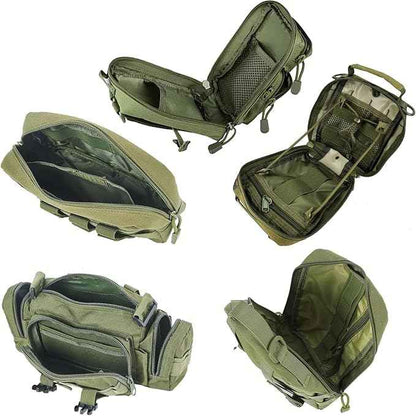 Universal Tactical Car Seat Back Organizer Bag Tactical Molle Vehicle Organizers Panel Vehicle Protector Organizers with 5 Detachable Pouches for Car Truck Ford Jeep (Model B-Army green)