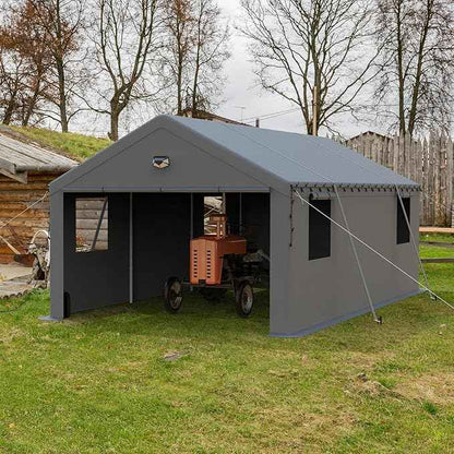 Carports Canopy Heavy Duty, Portable Garage with Sidewalls (13x25, Grey)