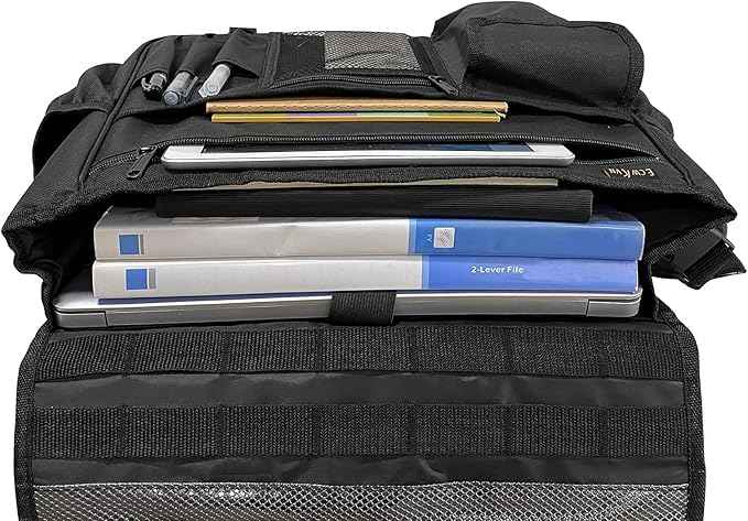 Car Front Seat Organizer for Law Enforcement – Portable Passenger Seat Storage with Laptop & Tablet Holder, Stabilizing Straps, and Car Office Organizer for Trucks, Black