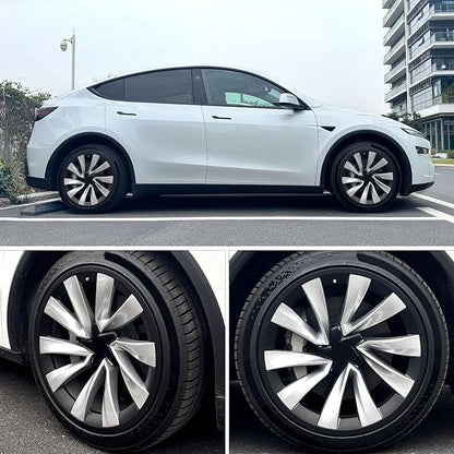 Wheel Rim Protector Designed for 2025 2026 Tesla Model Y Juniper 20 Inch Helix Wheel, 4PCS ABS Rim Guard Hubcap Cover Tire Trim Rings for Model Y Juniper Accessories, Black