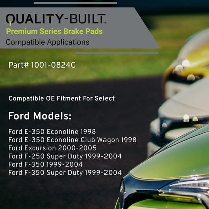 Premium Ceramic Front Brake Pads (1001-0824C) Compatible with 1998-2005 Ford (E-350 Econoline/E-350 Econoline Club Wagon/Excursion/F-250 Super Duty/F-350/F-350 Super Duty)