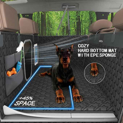 Upgraded Durable Hard Bottom Dog Car Seat Cover with EPE Sponge Cushion, Foldable Dog Rear Seat Protector, Waterproof Pet Car Seat Hammock, Seamless Dogs Back Seat Extender for SUV Truck(XL)