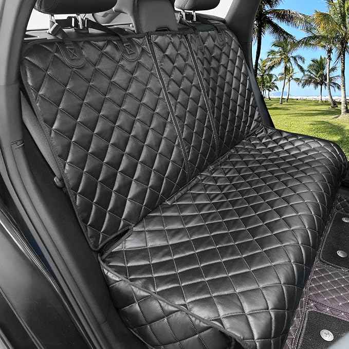 Dog Car Seat Cover for Back Seat, Waterproof Back Seat Covers for Dogs, PU Leather Nonslip Bench Car Seat Protector Universal Fit Most Vehicles,SUVs,Small Trucks（Black,Standard）