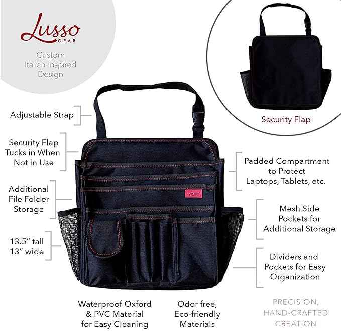Lusso Gear Car Organizer for Front Seat or Car Seat, Ultra-Durable, One-Size-Fits-All Car Storage Organizers, Easily Keeps Supplies Secure & Upright, Premium Car Seat Organizer for Kids & Adults (Red)