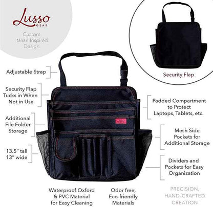 Lusso Gear Car Organizer for Front Seat or Car Seat, Ultra-Durable, One-Size-Fits-All Car Storage Organizers, Easily Keeps Supplies Secure & Upright, Premium Car Seat Organizer for Kids & Adults (Red)