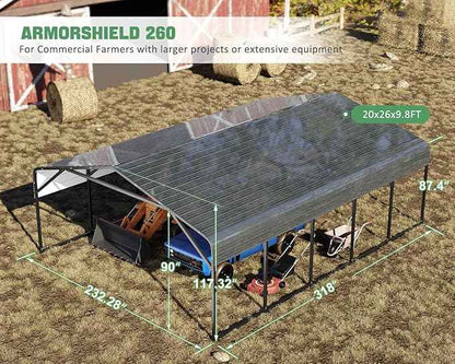 20x26 FT Heavy Duty Metal Carport, 2-Car Garage with Structural Reinforcement, Galvanized Steel Roof, Ground Anchors, 120lbs/Sq.Ft Snow/Wind Resistant Carports, Fits Pickups, Trucks, RVs, Boats