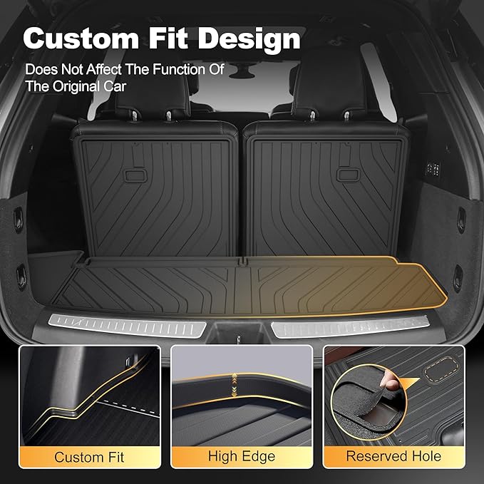 Cargo Liner & Third Row Seat Back Mats Custom Fit for Cadillac XT6 2020–2025 2026, TPE All Weather Waterproof Rear Cargo Mat Rear Trunk Liner Back Seat Cover Protector Trunk Mat Tray Pad Boot