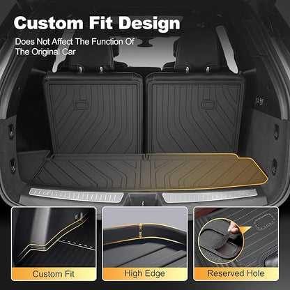 Cargo Liner & Third Row Seat Back Mats Custom Fit for Cadillac XT6 2020–2025 2026, TPE All Weather Waterproof Rear Cargo Mat Rear Trunk Liner Back Seat Cover Protector Trunk Mat Tray Pad Boot