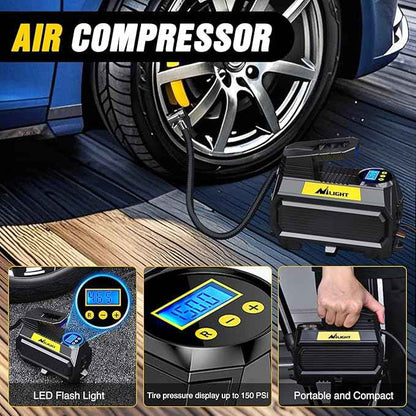 Nilight Car Emergency Kit with Jumper Cable Air Compressor Tire Repair Essential Tools First Aid Alligator Connector Electrical Kit for Travel Camping Outdoor Cars Truck SUV RV