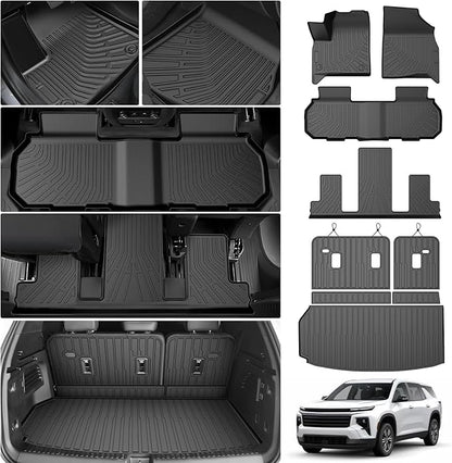 Cartist Floor Mats & Cargo Liner with Backrest Mat for Chevy Traverse 2024-2026 (7 Seats) & GMC Acadia 2024-2026 (7 Seats) & Buick Enclave 2025-2026 All Weather TPE Floor Mat for Traverse Accessories
