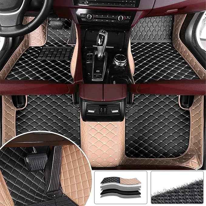 Custom Making Car Floor Mats Compatible with Audi BMW Mercedes-Benz Toyota Lexus Honda Infiniti Nissan Hyundai Kia All Models 2005-2026 (Black Beige and Beige)