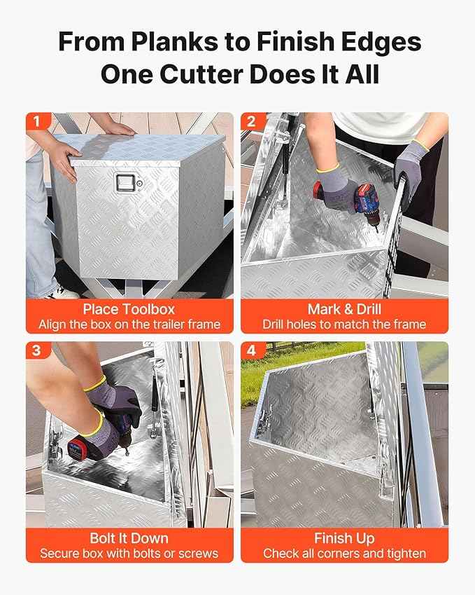 VEVOR Trailer Tongue Box, Heavy Duty Trailer Tongue Tool Box Storage Organizer with Lock & Keys, Utility Tool Chest for Pickup Truck Bed, RV, SUV, Off-Road Vehicle, Aluminum, 33" x 19" x 18", Silver