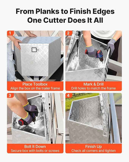 VEVOR Trailer Tongue Box, Heavy Duty Trailer Tongue Tool Box Storage Organizer with Lock & Keys, Utility Tool Chest for Pickup Truck Bed, RV, SUV, Off-Road Vehicle, Aluminum, 29" x 16.1" x 18", Silver