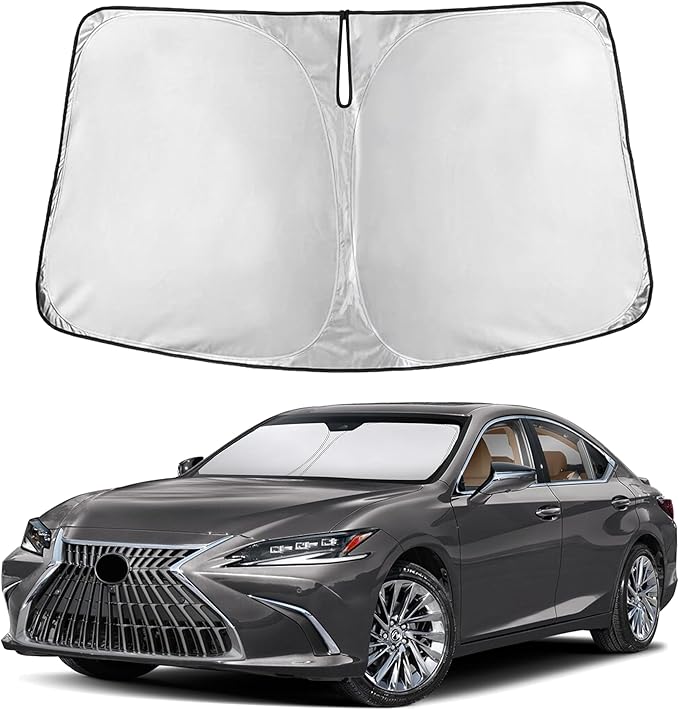 EcoNour Windshield Sun Shade Compatible for Lexus ES 2019-2025 Front Window Sunshade Foldable Sun Visor UV & Heat Blocking Protection