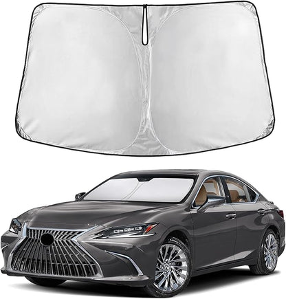 EcoNour Windshield Sun Shade Compatible for Lexus ES 2019-2025 Front Window Sunshade Foldable Sun Visor UV & Heat Blocking Protection