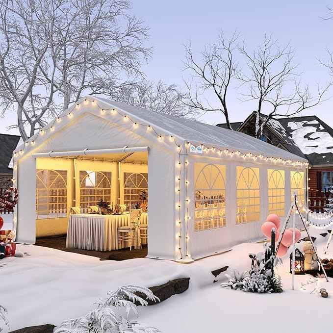 Quictent 10x30 Party Tent Heavy Duty Outdoor Canopy Tent Carport Wedding Event Shelter BBQ Wedding Tents for Parties with Storage Bags(Church)