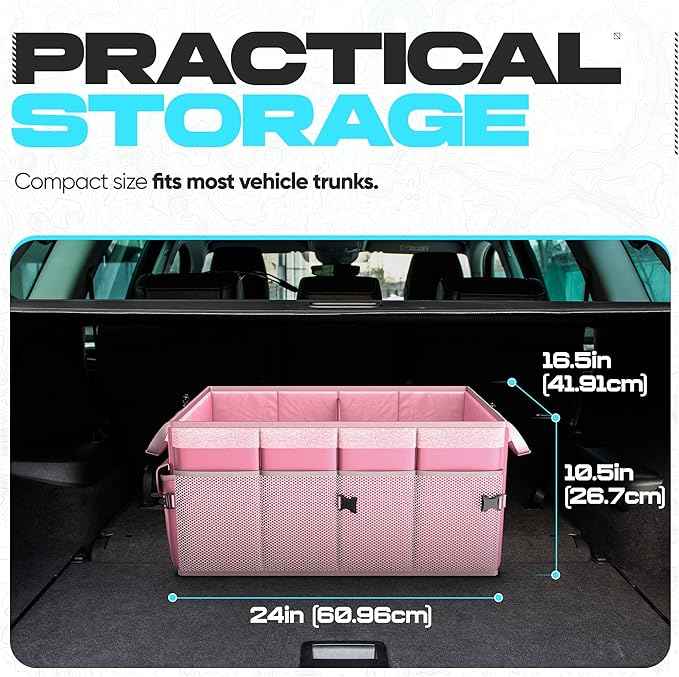 FORTEM Trunk Organizer For SUV Car Trunk Organizer, Foldable Storage, Car Accessories for Women Men, Collapsible Bag, Perfect Christmas Gifts, 600D Oxford, Non Slip Bottom, Straps, Soft Cover (65L)