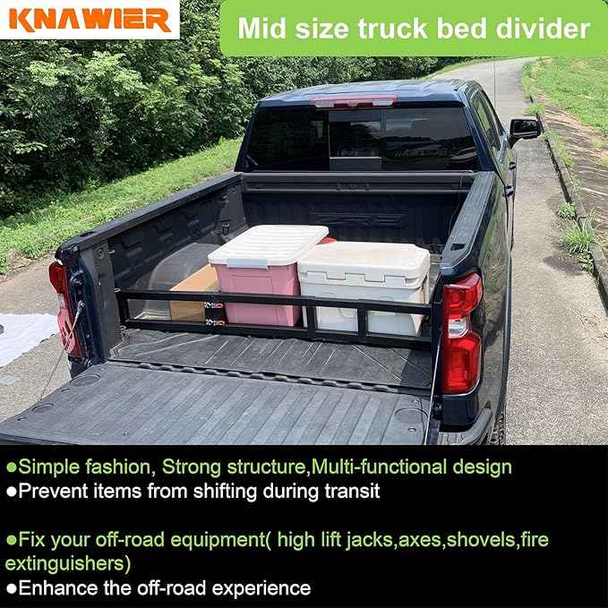 Truck Bed Cargo Divider for Mid Size Truck, Compatible with Maverick/Gladiator/Ranger/Colorado/Frontier,Foldable,No Drilling