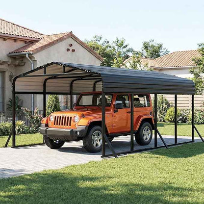 12X20 FT Metal Carport, Heavy Duty Cart Ports with Reinforced Galvanized Carports, Outdoor Weather Resistant Carport Canopy, Upgrade Car Port for Boats, Cars, Trucks, and Tractors