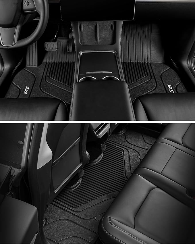 3W Tesla Model Y Floor Mats 2020-2024 2025(Not for Juniper), Cargo Liners & Frunk & Seatback Protector Mats,TPE Custom Fit All Weather, Full Set, Accseeories 5-Seater