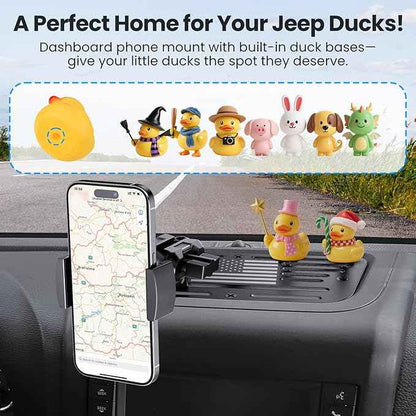 Upgraded Metal Phone Mount Compatible with Jeep Wrangler JK JKU 2018 2017 2016 2015 2014 2013 2012 2011 Accessories, Dash Phone Holder with Duck Mounts System Kit