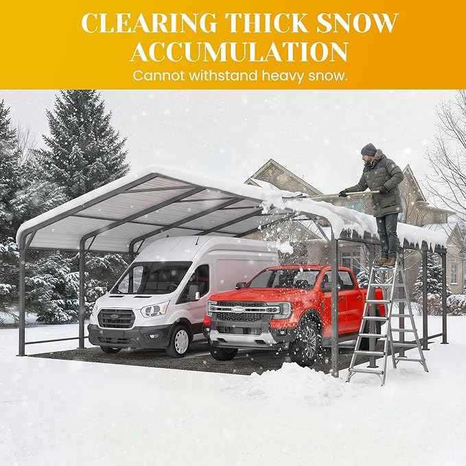 20x20 FT Metal Carport for 2 Cars, Heavy Duty Canopy Carport with Updated Roof & Enhanced Base, Garage Vertaile for RV Car, Truck, Boat, Tractors, Party, Grey