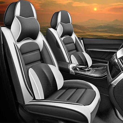 Car Seat Cover Fit for Nissan Frontier 2005-2026 Waterproof Seat Covers,Nappa Faux Leather Breathable and Comfortable,Car Seat Protector Car Interior Accessories (Front Seat) Grey&White