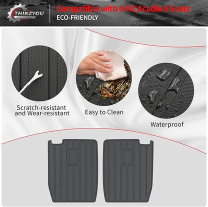 Kick Mats Compatible with 2017-2023 GMC Acadia 6 Seats Cargo Mat Cargo Liner Trunk Liner Trunk Mat Back Seat Cover Protector TPE All Weather 2022 Acadia Accessories (2nd Row Backrest Mats)