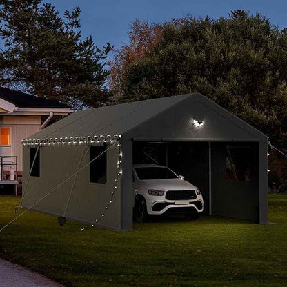 Carports Canopy Heavy Duty, Portable Garage with Sidewalls (13x25, Grey)