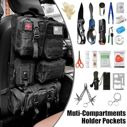 Universal Tactical Vehicle Back Seat Organizer with 5 Detachable Pouches Tactical Gear