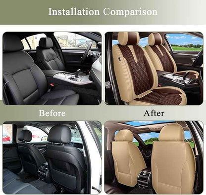 Breathable Car Seat Covers for Chevrolet Colorado Chevy 2015-2023 2024 2025 2026, Front Seats, Perforated Leather, Seat Protector, Interior Trim for Chevy Colorado Accessories (Beige&Brown)