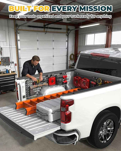Aluminum Side Bed MOLLE Panel Fit for 2019–2026 Chevy Silverado 5.8FT, Easy No-Drill Install, Heavy-Duty Truck Bed Organizer Rack System for Tools Gear Accessories