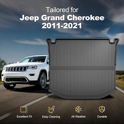 Cargo Mat Fit for 2011-2021 Jeep Grand Cherokee Rear Cargo Liner: All Weather Custom Fit TPE Automotive Trunk Liner - Grand Cherokee Trunk Mat, Black