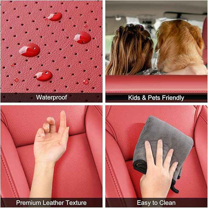 2024-2025 Tesla Model 3 Highland Upgraded Car Seat Covers Nappa Leather Car Interior Airbag Compatible Cushion Cover Full Set Custom Fit Model 3, Nappa Wine Red