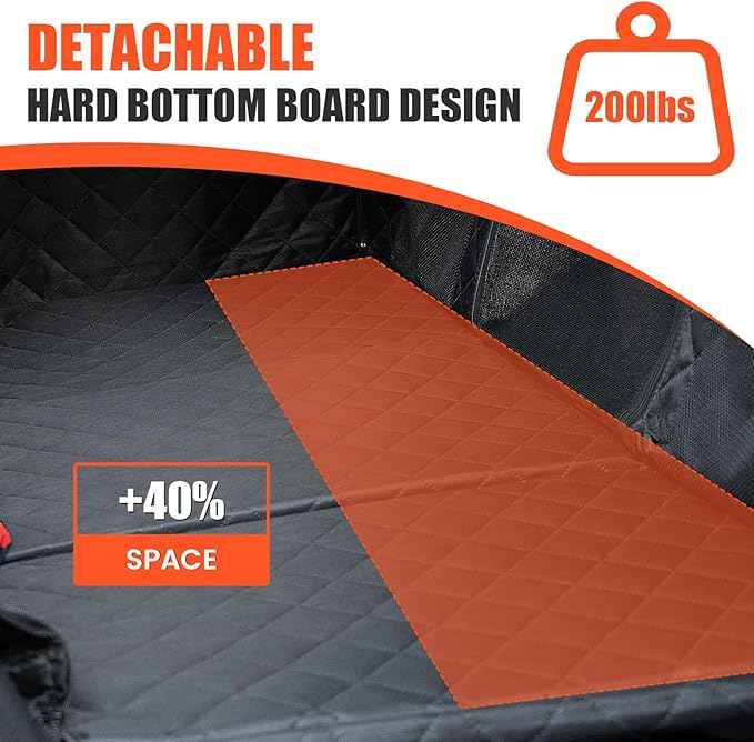 Egles Dog Car Seat Cover for Back Seat, Back Seat Extender for Dogs with Hard Bottom - New Non-Slip, Waterproof, Scratch Resistant, Portable Dog Hammock, Suitable for Cars, SUVs and Trucks