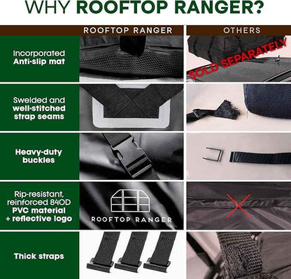 21 Cubic Feet Car Rooftop Soft Shell Cargo Carrier, 100% Waterproof - Car Storage for All Vehicle with/Without Racks - Attached Anti Slip Mat, Storage Bag, 6 Door Hooks and 6 Straps