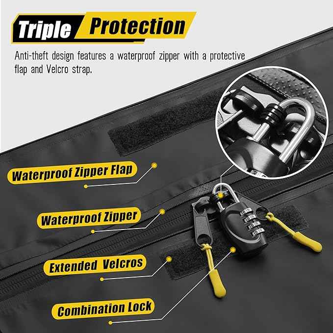 ARKSEN Roof Top Luggage Storage Bag for 64" x 39" Roof Baskets Waterproof 21.5 Cubic Feet (62.2" L x 33.07" W x 18.11" H) with 10 Straps Anti-Slip Mat 6 Door Hooks for All Vehicles with/Without Rack