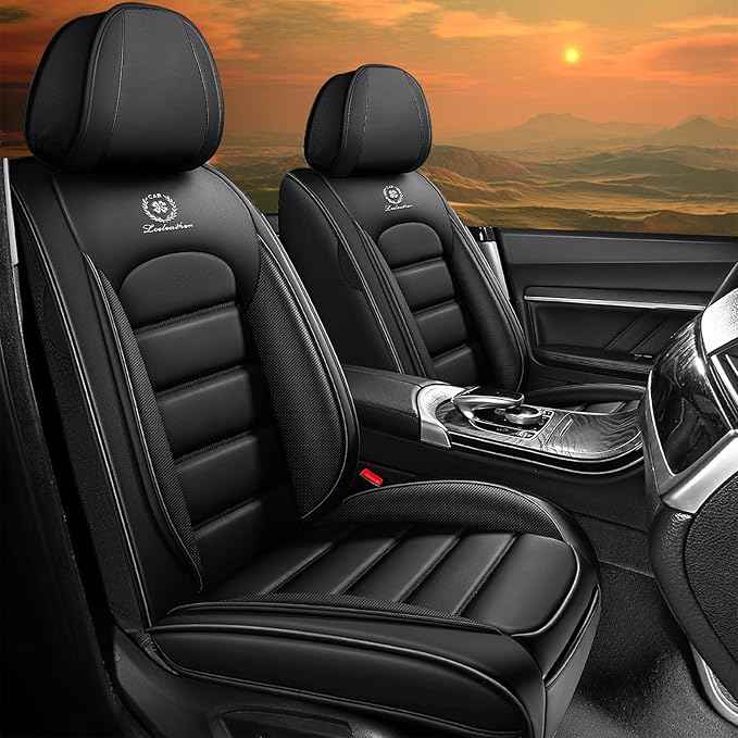 Car Seat Cover Fit for Honda CR-V 2014-2026 Waterproof Seat Covers,Nappa Faux Leather Breathable and Comfortable,Car Seat Protector Car Interior Accessories (Front Seat) Black