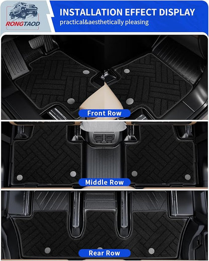 Rongtaod Carpeted Floor Mats Compatible with 2024 2025 2026 Toyota Grand Highlander 7&8 Seats Trunk Mat Cargo Mat Back Seat Cover Grand Highlander Accessories (Trunk Mat with Backrest Mat+Floor Mats)