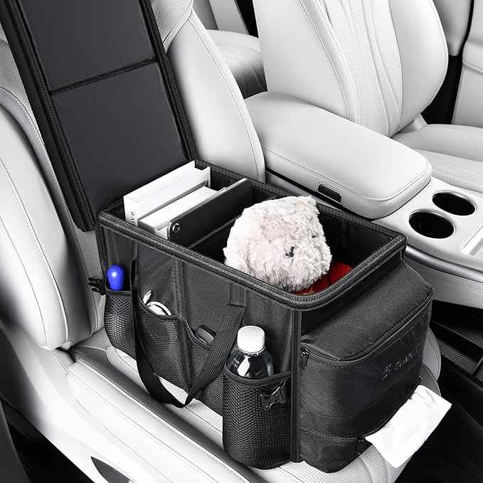 FLORICH Car Seat Organizer, Premium Backseat Car Organizer with Tray for Kids and Adults, Front Passenger Organizer with Tissue Box and Cup Holder and Mesh Pockets Waterproof
