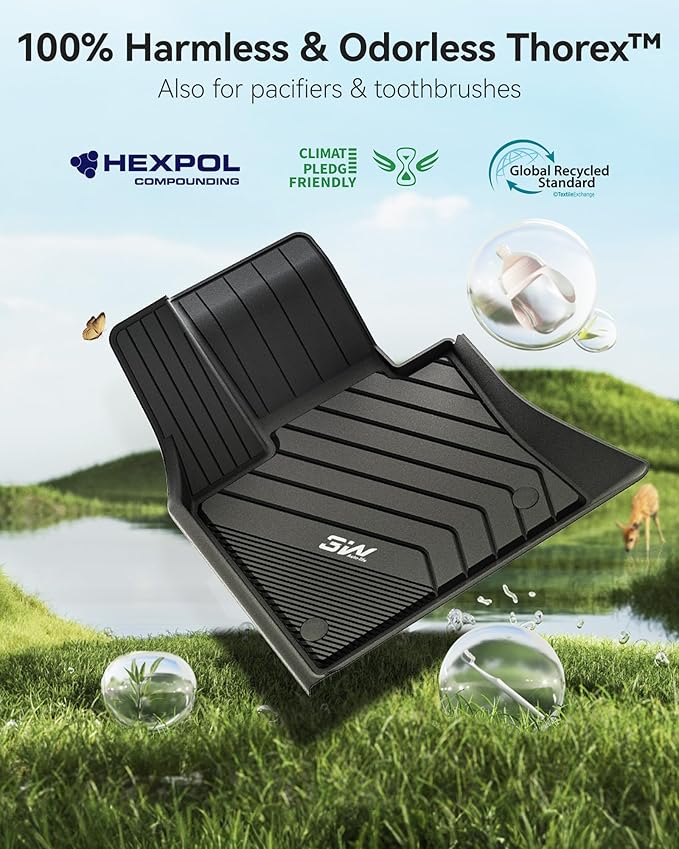 3W Floor Mats Custom Fit for BMW X5 (F15) 2014-2018 / BMW X6 (F16) 2015-2019, All Weather TPE Floor Liner 1st & 2nd Row Accessories Car Mats
