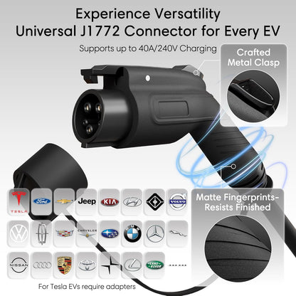 Level 2 EV Charger 48 Amp - Smart EV Charger for Home Level 2 Hardwired, 240V Electric Vehicle Charging Stations 11.5kW, 25ft Cord, Outdoor/Indoor
