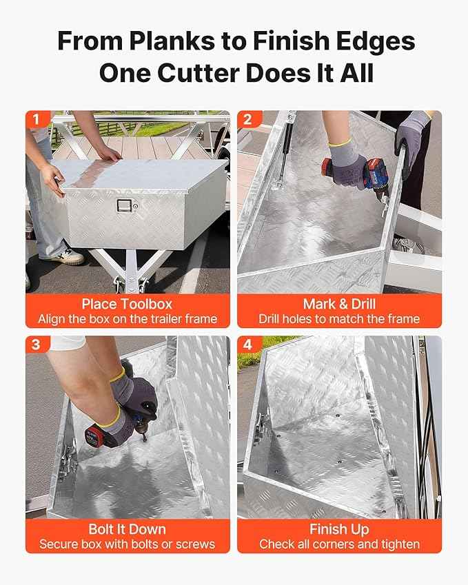 VEVOR Trailer Tongue Box, Heavy Duty Trailer Tongue Tool Box Storage Organizer with Lock & Keys, Utility Tool Chest for Pickup Truck Bed, RV, SUV, Off-Road Vehicle, Aluminum, 39" x 16.5" x 12", Silver