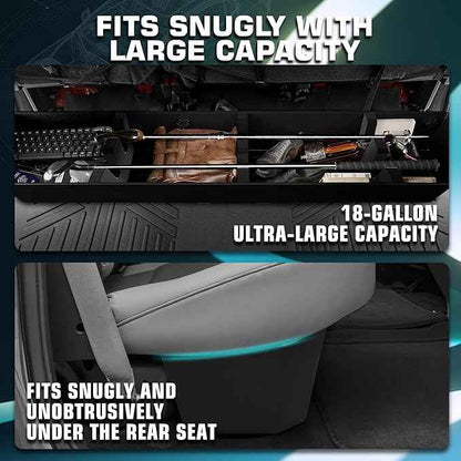 Rear Truck Underseat Storage Box, Fit 2017-2026 Ford F-250 F-350 Super Duty and 2015-2026 Ford F-150 SuperCrew Crew Cab Heavy Duty Rear Under Back Seat Box Organizer, Anti Slip