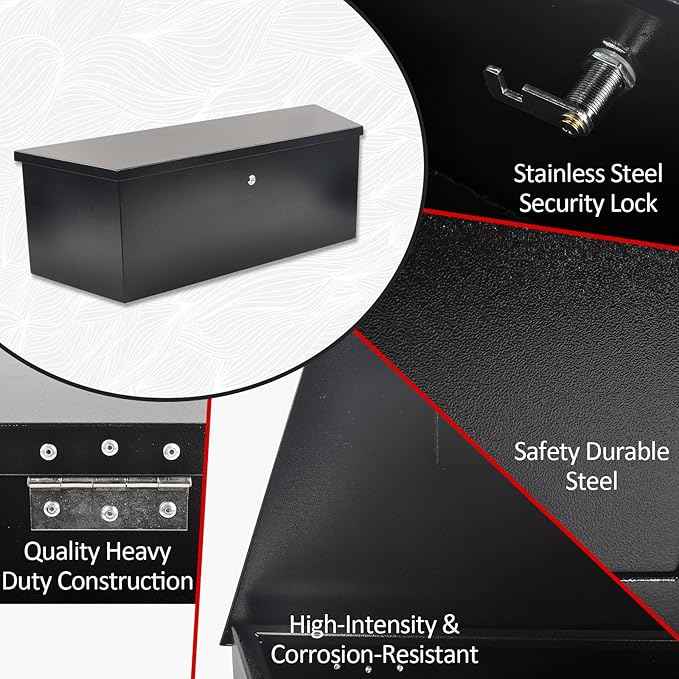 Black Steel Trailer Tongue Truck Box for Trucks Trailers RV ATV Pickup Trucks Flatbeds - 35 x 12.2 x 11.8 Inch
