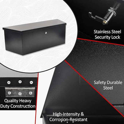 Black Steel Trailer Tongue Truck Box for Trucks Trailers RV ATV Pickup Trucks Flatbeds - 35 x 12.2 x 11.8 Inch