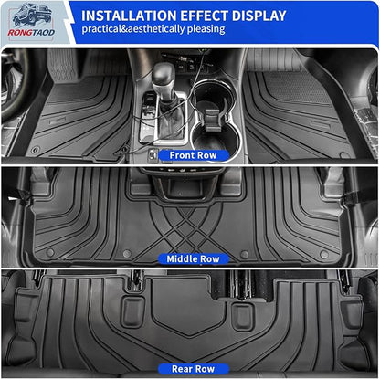 Rongtaod Floor Mat Compatible with 2014-2019 Toyota Highlander Trunk Mat Cargo Mat Cargo Liner Back Seat Cover Protector Floor Liner 2019 Highlander Accessories (Trunk Mat with Backrest Mat+Floor Mat)